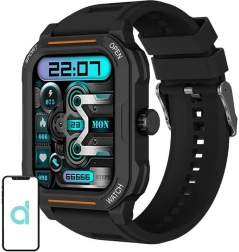 Smartwatch BLITZWOLF BW‑GTC3 schwarz mit Stahlarmband