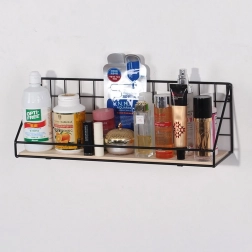 Wandregal mit Stange, LOFT-Stil 45 cm – Schwarz