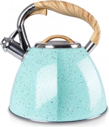 Enamelled stainless steel whistling kettle 3 l blue