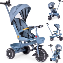 Kinder 2-in-1 driewieler met draaibare zitting en inklapbare kap, blauw ECOTOYS