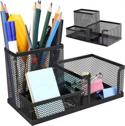 Schwarzer Netz-Schreibtisch-Organizer mit 3 Fächern