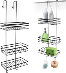 Hängendes Metall-Duschregal schwarz, dreistufig