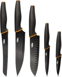 Vilde Set aus Küchenmessern aus Edelstahl, schwarz, 5 Stk.