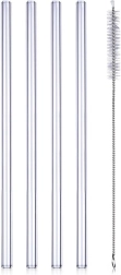 Glass straws with cleaning brush 20 cm, set of 5