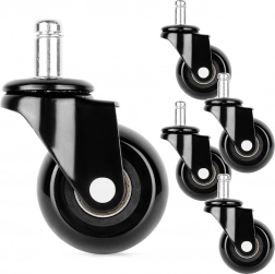 Rubberen wielen voor bureaustoel 50 mm, pen 11 mm, set van 5 stuks