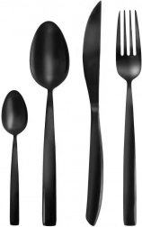 Luxuriöses schwarzes Edelstahlbesteck für 6 Personen, 24-teilig ORION Black Luxury