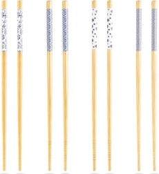 Bambus-Essstäbchen für Sushi 24 cm, Set mit 8 Stück