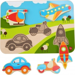 Wooden Insert Puzzle Vehicles, 6 Pieces LUCY & LEO