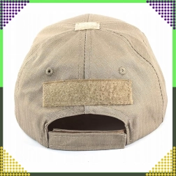 Tactical ripstop baseball cap with velcro panels, brown