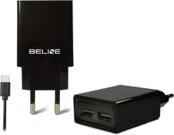 Netzladegerät BELINE 2× USB + USB‑C 2 A schwarz