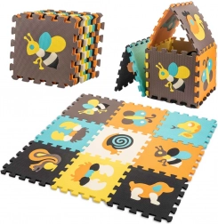 Schuimrubberen educatieve puzzelmat dieren 85 × 85 cm, 9 delen