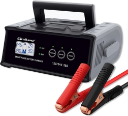 Intelligent Pulse Car Battery Charger 12/24 V 25 A with LCD and Repair – Qoltec