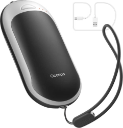 Ocoopa handverwarmer en powerbank 5000 mAh met USB‑C, wit en zwart