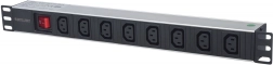 Power strip rack 19 1U 110V-250V/10A 8 C13 outlets 2m cable