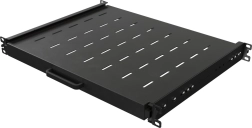 Sliding 19" rack shelf 1U, depth 350 mm, black
