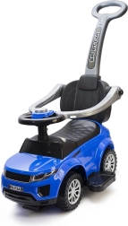 Kinder-Rutschfahrzeug und Laufauto 2-in-1 mit Schiebestange und Hupe, blau