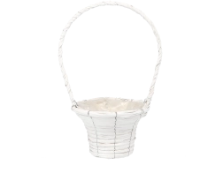 White wicker basket as a flower pot cover 20 × 41 cm