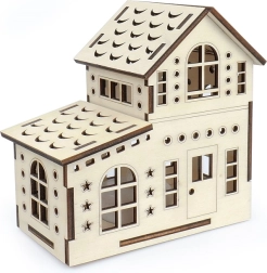 Magie van hout grote huisje – twee-onder-een-kap met LED-kaars