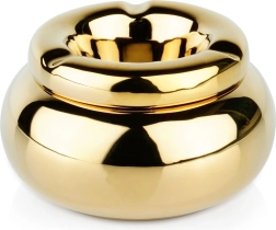 Goldener runder Aschenbecher aus Dolomit, 11 cm