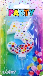Party Candle Number 3 with Polka Dots