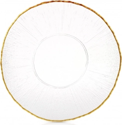Assiette plate en verre avec bord doré 28 cm