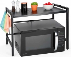 Verstellbares Küchenregal über der Mikrowelle mit Haken, Metall