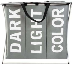 Dreikammer-Wäschekorb mit klappbarem Rahmen