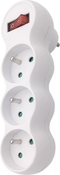 Solight socket adapter with adjustable support, 3 sockets, white