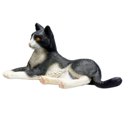 Chat couché Mojo noir et blanc