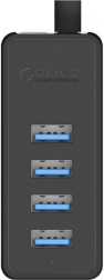 ORICO USB 3.0 Hub, 4 Ports, External Power, Black