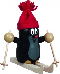 Detoa Der kleine Maulwurf auf Skiern – Holzfigur 10 cm