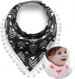 Baby-wearing scarf with pompoms - black