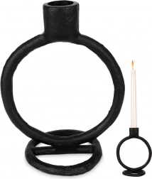 Aluminium kandelaar voor een hoge kaars, zwart, 15 cm