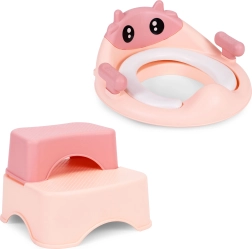 Pink children's toilet seat with steps ECOTOYS