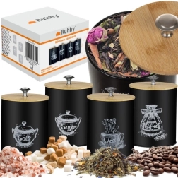 Schwarze Küchendosen mit Bambusdeckeln - 4er Set Ruhhy