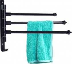 Schwenkbarer Handtuchhalter aus Aluminium, schwarz, 30 cm