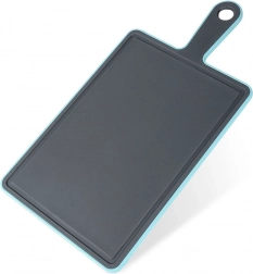 Plastic cutting board 36.5 × 19 cm, grey with turquoise edge