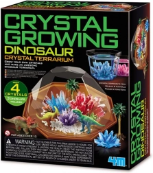 Dinosaur terrarium with crystals