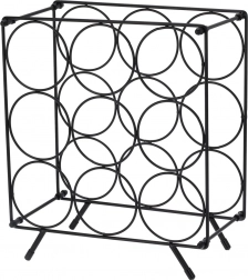Metal wine rack, black, 9 bottles