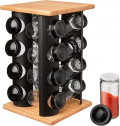 Drehbarer Gewürzständer mit 16 Gläsern Schwarz