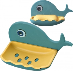 Porte-savon mural en forme de baleine avec écoulement