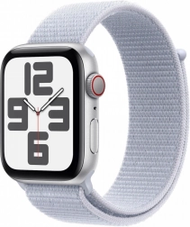 Montre connectée Apple Watch SE GPS + Cellular 44 mm argent avec bracelet sport bleu