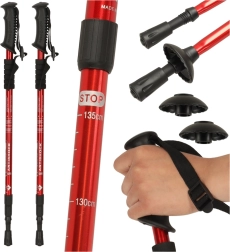 Folding Trekking Poles for Nordic Walking 2 Pieces Red