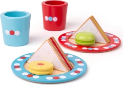 BIGJIGS TOYS Wooden Polka-Dot Tea-Time Snack Set