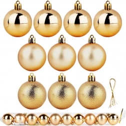 Goldene unzerbrechliche Weihnachtskugeln 5 cm, Set mit 10 Stück