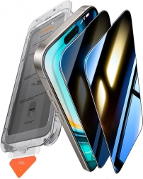 Panzerglas mit Sichtschutz TORRAS Install Master für iPhone 16 Plus