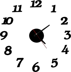 Selbstklebende DIY-Wanduhr – schwarz, verstellbar 12 Stunden