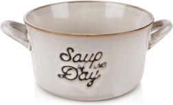 Keramische soepkom met oren 600 ml – grijs