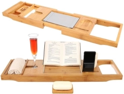 Bambus-Badewannenablage Home Spa – ausziehbares Wannen-Tablett