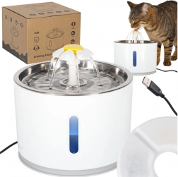 Automatic fountain for dogs and cats 2.4 L with LED and carbon filter